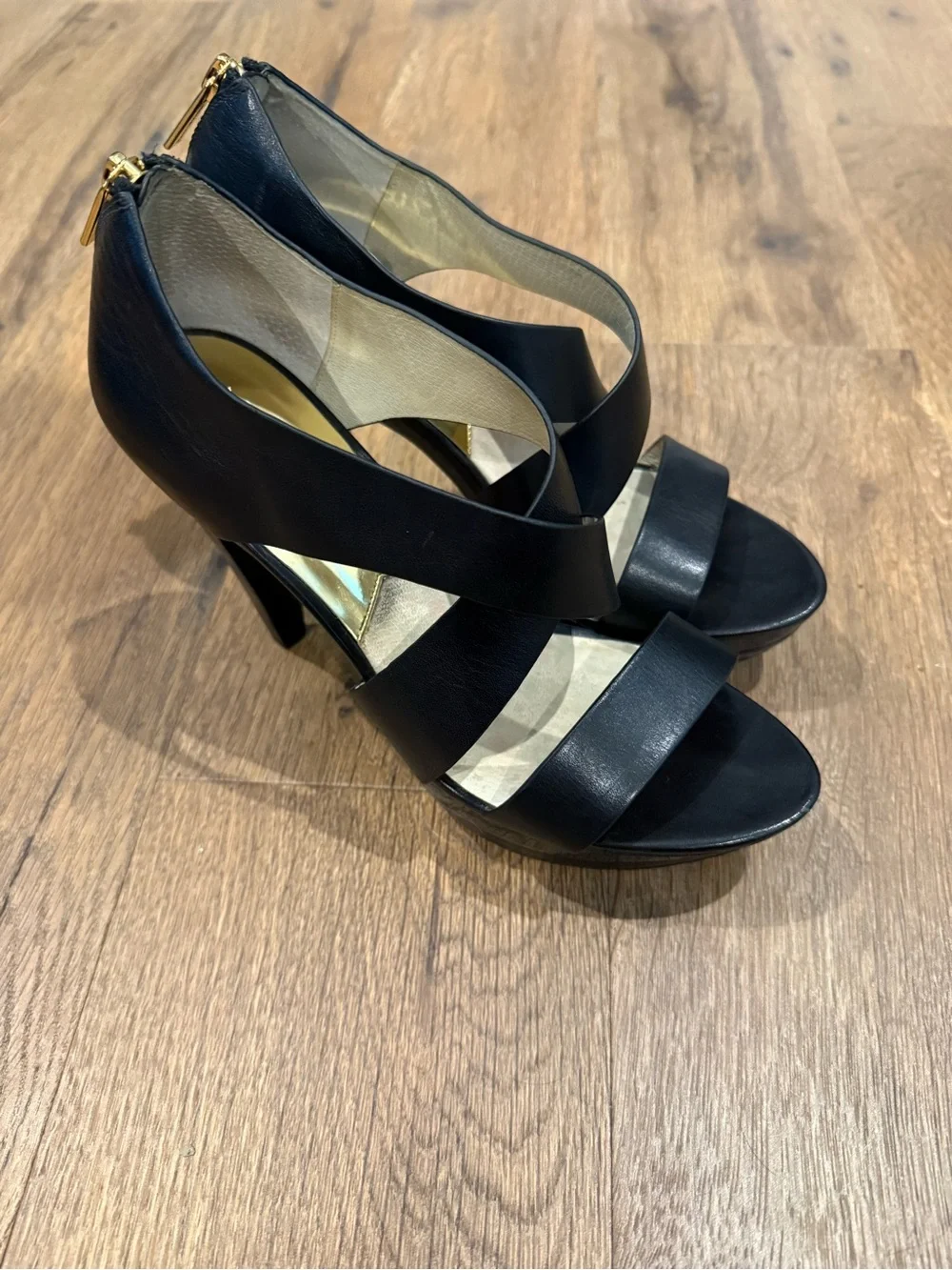 Michael Kors Black Leather Strappy High Heel Sandals